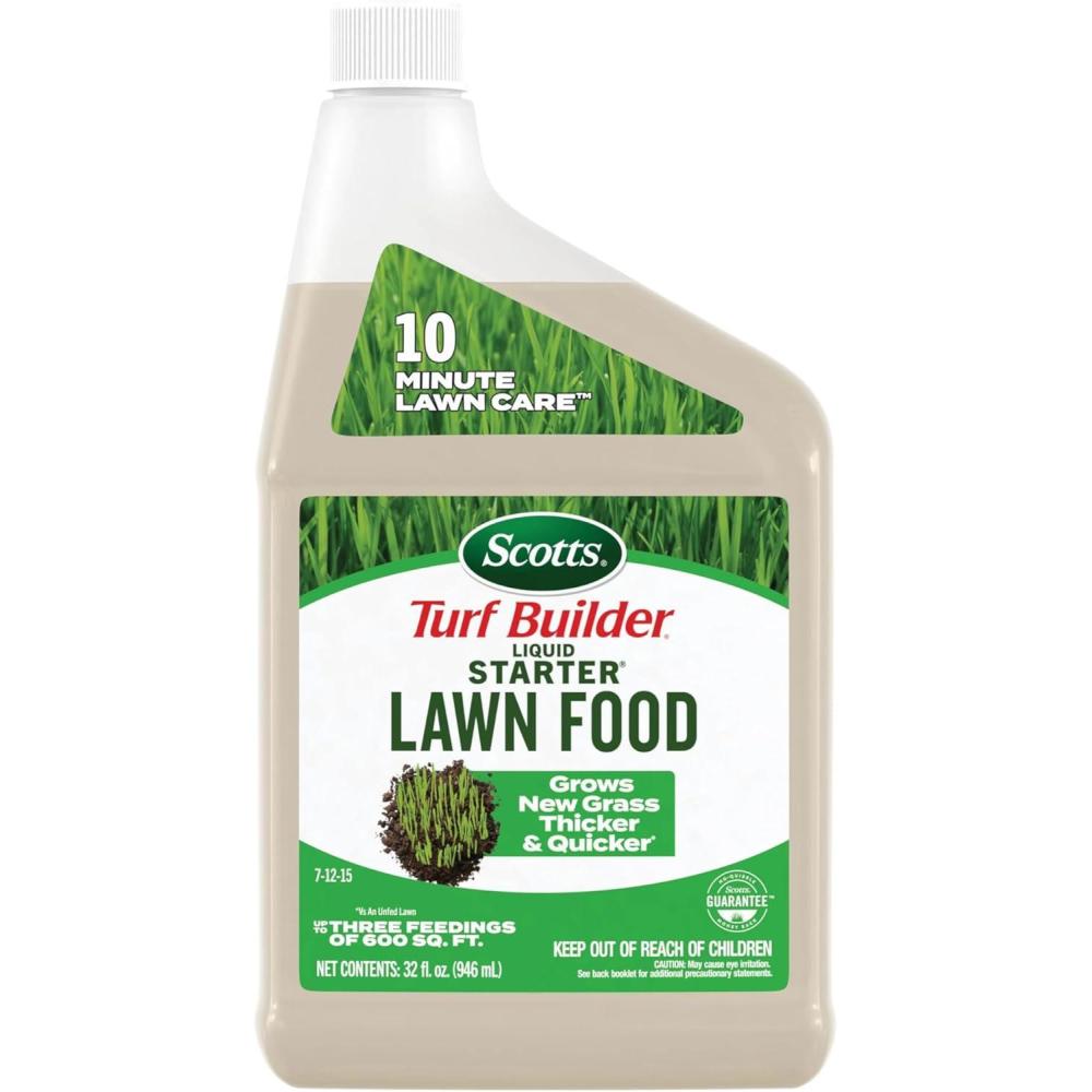 image:imageScotts Turf Builder Liquid Lawn Food Plus Weed Control  Weed and Feed Spray Controls Dandelions Clover and Others as Listed 32 fl ozStarter Lawn Food Refill