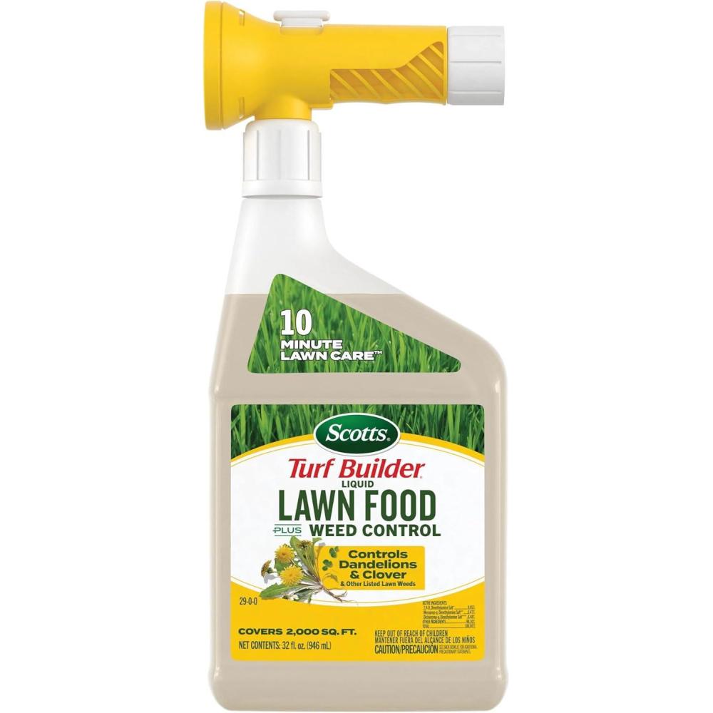 image:imageScotts Turf Builder Liquid Lawn Food Plus Weed Control  Weed and Feed Spray Controls Dandelions Clover and Others as Listed 32 fl ozWeed  Feed
