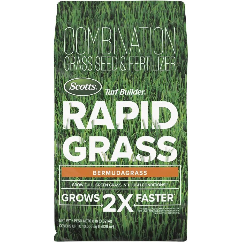 image:imageScotts Turf Builder Rapid Grass Bermudagrass Combination Grass Seed and Fertilizer Grows Full Green Grass 4 lbs8 lb