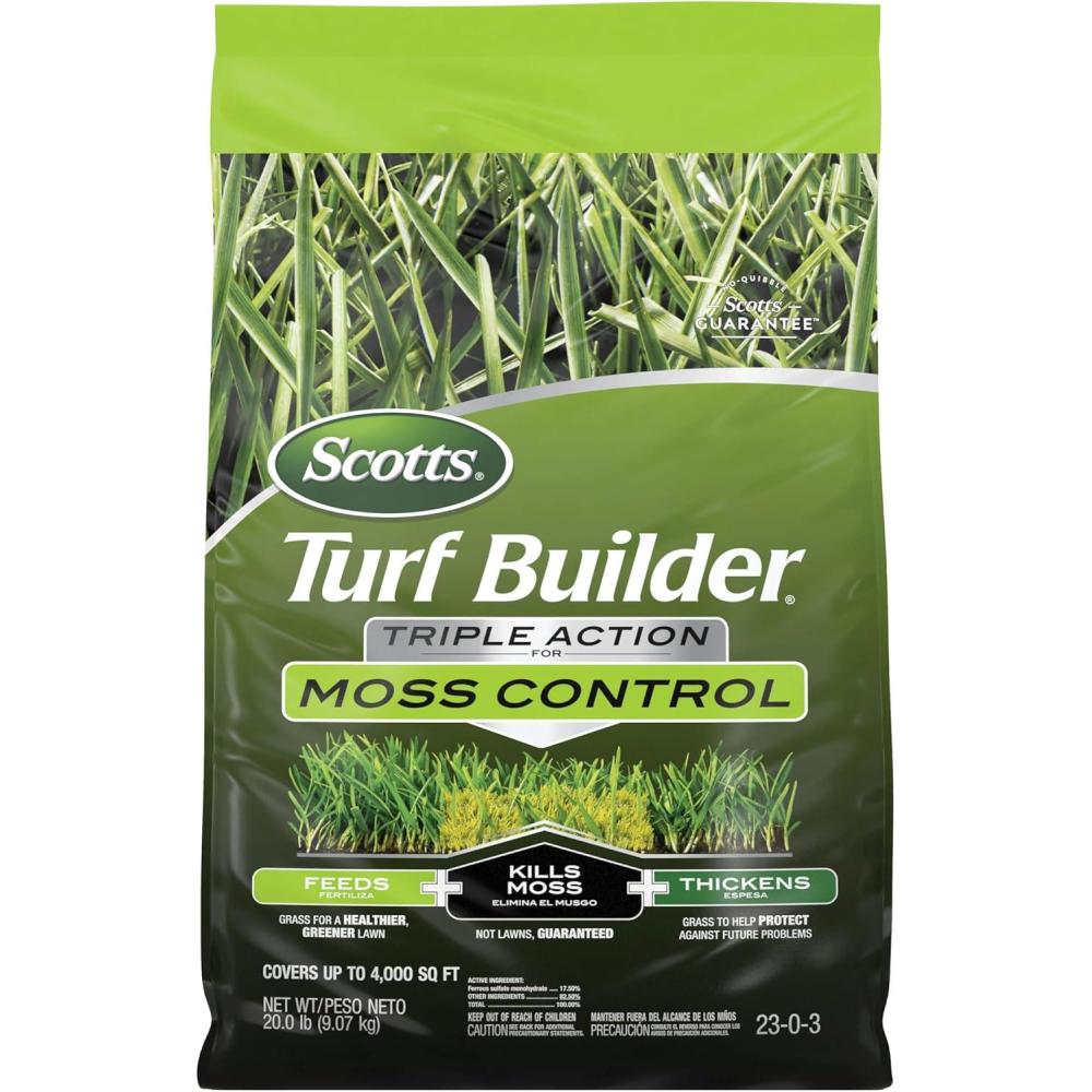 image:imageScotts Turf Builder Triple Action for Moss Control Moss Killer and Lawn Fertilizer Covers Up to 8000 sq ft 40 lbs4 000 sq ft