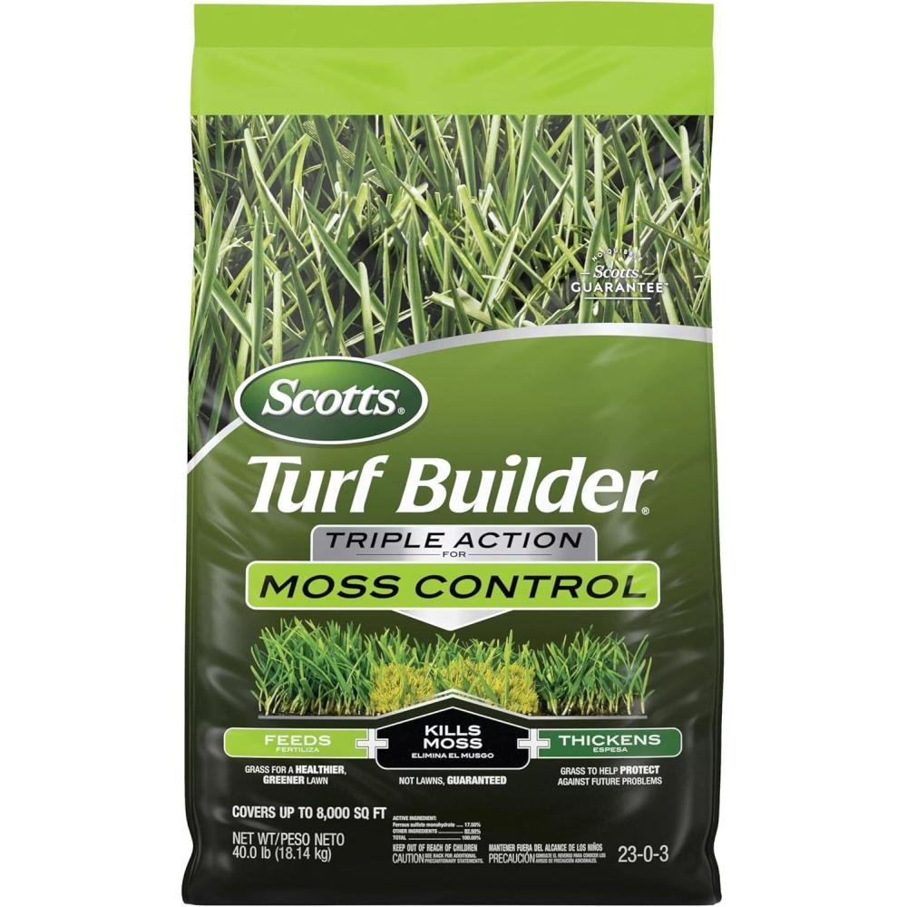 image:imageScotts Turf Builder Triple Action for Moss Control Moss Killer and Lawn Fertilizer Covers Up to 8000 sq ft 40 lbs8 000 sq ft