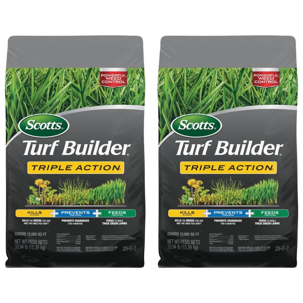 image:imageScotts Turf Builder Triple Action1  Weed Killer Crabgrass Preventer Lawn Fertilizer 4000 sq ft 2Pack24 000 sq ft