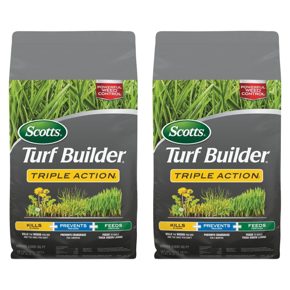 image:imageScotts Turf Builder Triple Action1  Weed Killer Crabgrass Preventer Lawn Fertilizer 4000 sq ft 2Pack8 000 sq ft