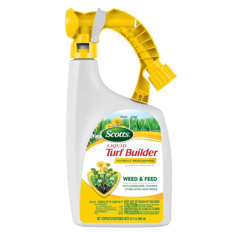 image:imageScotts Turf Builder Weed and Feed3 Weed Killer Plus Lawn Fertilizer Controls Dandelion and Clover Grass Fertilizer For Up To 15000 sq ft 4287 lbsLiquid 32 fl oz