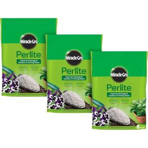Miracle-Gro Perlite – Enriched with Plant Food, Improves Drainage and Aeration in Potting Soil Mixes, For Container Plants, 8 qt. (2-Pack)(3 Pack)