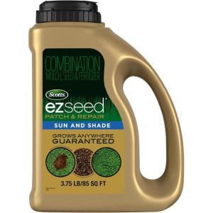 Scotts EZ Seed Patch & Repair Sun and Shade Mulch, Grass Seed, Fertilizer Combination for Bare Spots and Repair, 3.75 lb, Brown(3.75 lb.)