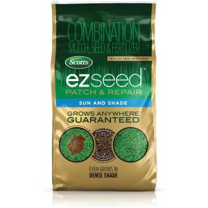 Scotts EZ Seed Patch & Repair for Sun and Shade Combination Mulch, Sun and Shade Grass Seed and Fertilizer for Bare Spots and Repair, Grows Anywhere, 20 lbs.(10 lb.)