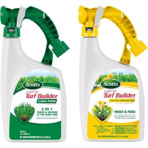 Scotts Liquid Turf Builder Lawn Fertilizer for All Grass Types, Feeds and Waters Lawn at Same Time, 32 fl. oz.(2-Pack)
