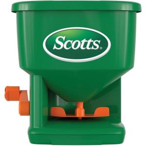 Scotts Turf Builder EdgeGuard Mini Broadcast Spreader for Seed, Weed and Feed, Fertilizer, Salt, Ice Melt, Push Spreader Holds up to 5,000 sq.ft. Product(Whirl)