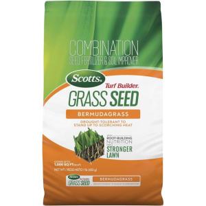 Scotts Turf Builder Grass Seed Bermudagrass with Fertilizer and Soil Improver, Drought-Tolerant, 1 lb.(1 lb.)
