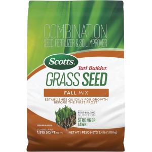 Scotts Turf Builder Grass Seed Fall Mix, Grass Seed Mix with Fertilizer and Soil Improver, 16 lbs.(2.4 lb.)