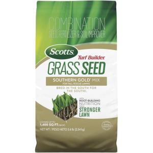 Scotts Turf Builder Grass Seed Southern Gold Mix for Tall Fescue Lawns with Fertilizer and Soil Improver, 5.6 lbs.(5.6 lb.)