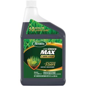 Scotts Turf Builder Liquid Lawn Food Plus Weed Control – Weed and Feed Spray, Controls Dandelions, Clover, and Others as Listed, 32 fl. oz.(Green Max Lawn Food Refill)