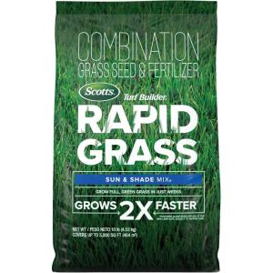 Scotts Turf Builder Rapid Grass Sun and Shade Mix, Combination Grass Seed and Fertilizer, Grows Green Grass in Just Weeks, 16 lbs.(10 LB)