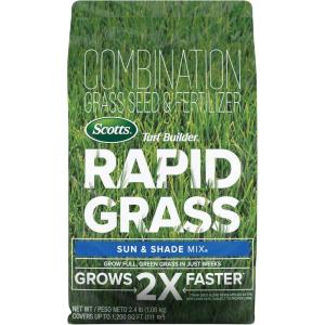 Scotts Turf Builder Rapid Grass Sun and Shade Mix, Combination Grass Seed and Fertilizer, Grows Green Grass in Just Weeks, 16 lbs.(2.4 LB)