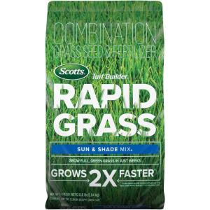 Scotts Turf Builder Rapid Grass Sun and Shade Mix, Combination Grass Seed and Fertilizer, Grows Green Grass in Just Weeks, 16 lbs.(5.6 LBS)