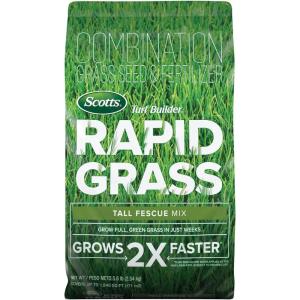 Scotts Turf Builder Rapid Grass Tall Fescue Mix – Combination Grass Seed and Fertilizer for Lawns, Lawn Seed That Grows in Just Weeks, 16 lbs.(5.6 lb.)