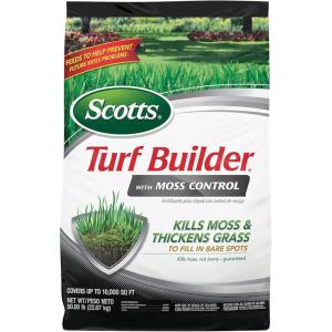 Scotts Turf Builder Triple Action for Moss Control, Moss Killer and Lawn Fertilizer, Covers Up to 8,000 sq. ft., 40 lbs.(10 000 sq. ft)