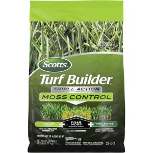 Scotts Turf Builder Triple Action for Moss Control, Moss Killer and Lawn Fertilizer, Covers Up to 8,000 sq. ft., 40 lbs.(4 000 sq. ft)