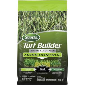 Scotts Turf Builder Triple Action for Moss Control, Moss Killer and Lawn Fertilizer, Covers Up to 8,000 sq. ft., 40 lbs.(8 000 sq. ft)