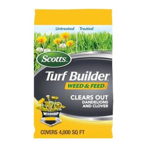Scotts Turf Builder Weed and Feed3 – Weed Killer Plus Lawn Fertilizer, Controls Dandelion and Clover, Grass Fertilizer For Up To 15,000 sq. ft., 42.87 lbs.(4 000 sq. ft.)
