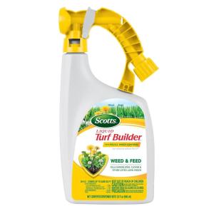Scotts Turf Builder Weed and Feed3 – Weed Killer Plus Lawn Fertilizer, Controls Dandelion and Clover, Grass Fertilizer For Up To 15,000 sq. ft., 42.87 lbs.(Liquid 32 fl. oz.)