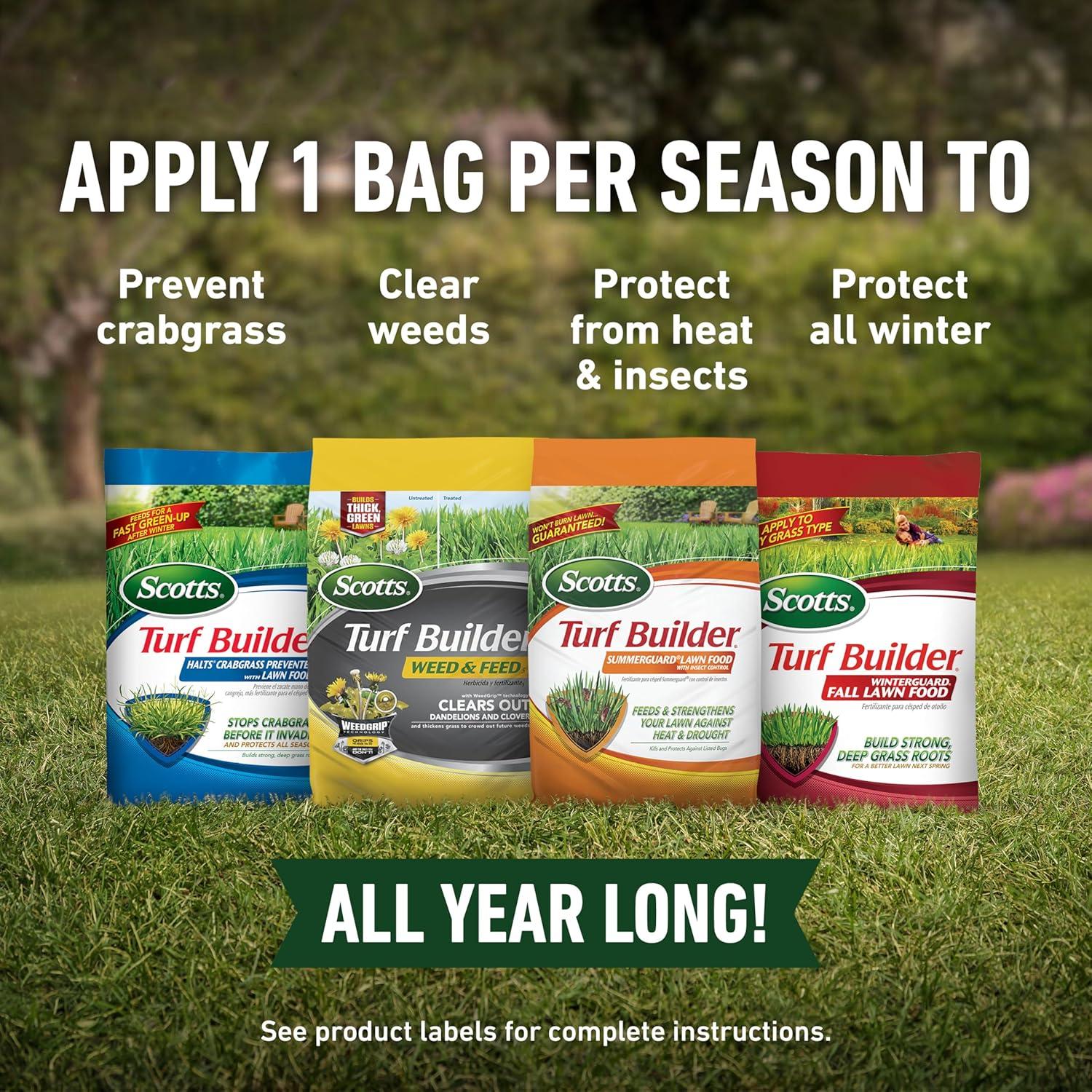 image:imageScotts Turf Builder 4Bag Lawn Care Bundle for Small Lawns with Halts Crabgrass Preventer Weed amp Feed5 SummerGuard and WinterGuard4 Step