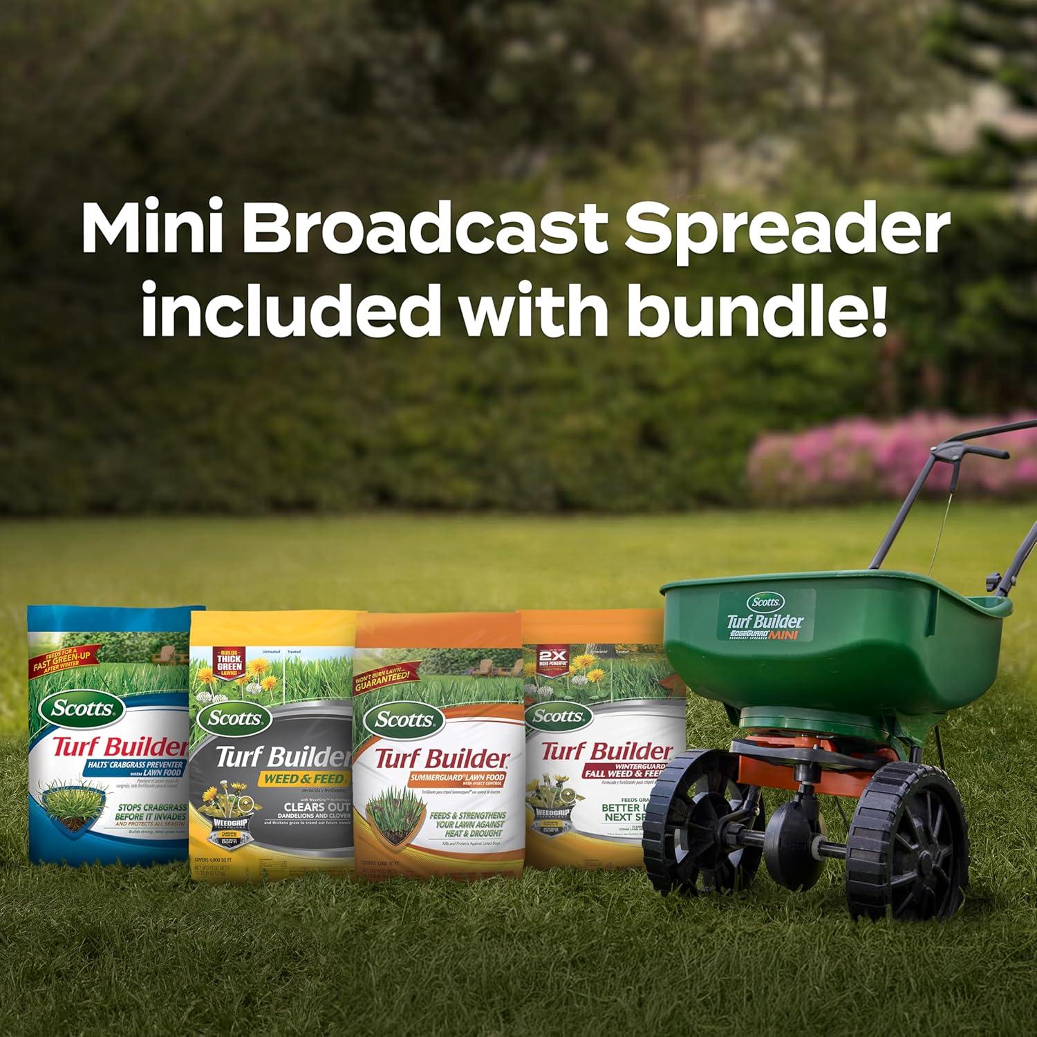 image:imageScotts Turf Builder Bundle for Small Northern Lawns and a Scotts Turf Builder EdgeGuard Mini Broadcast Spreader for Seamless Application4Step