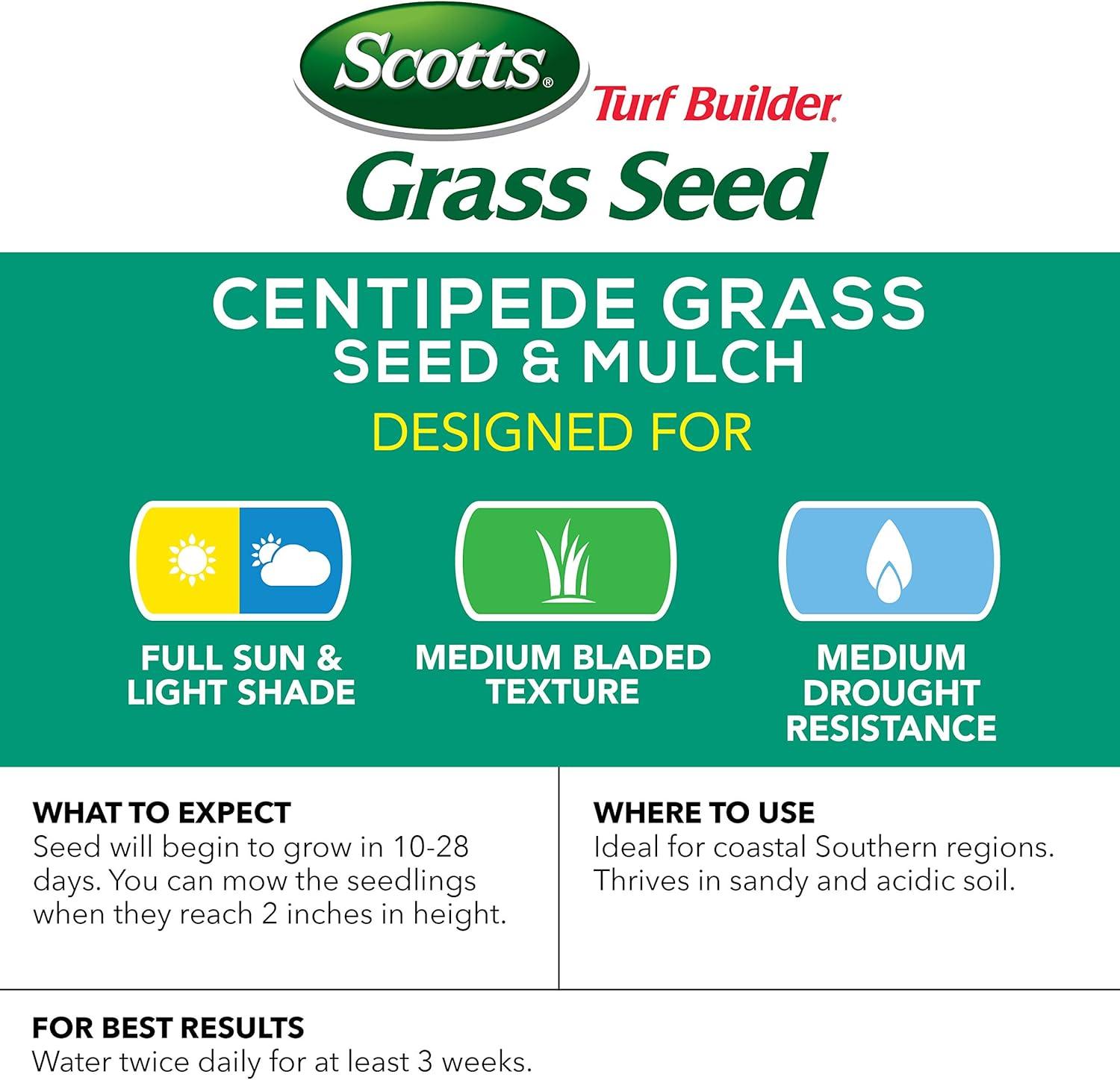 image:imageScotts Turf Builder Centipede Grass Seed amp Mulch Grows a Thick LowMaintenance Lawn 5 lbs2 000 sq ft