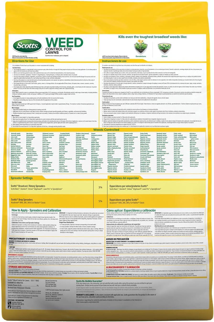 image:imageScotts Weed Control for Lawns Weed Killer Kills Over 200 Weed Types Including Dandelion and Clover 5000 sq ft 14 lbs