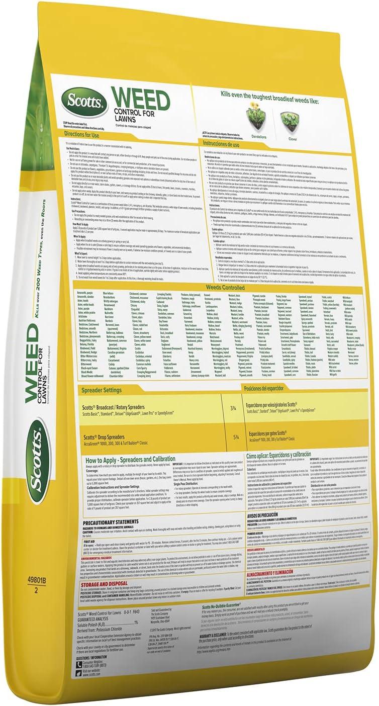 image:imageScotts Weed Control for Lawns Weed Killer Kills Over 200 Weed Types Including Dandelion and Clover 5000 sq ft 14 lbs