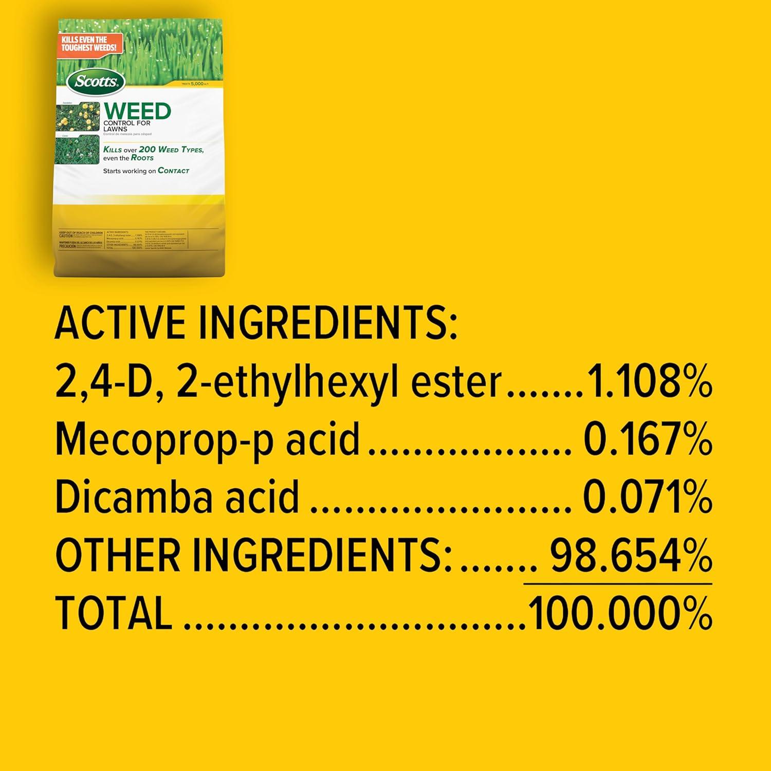 image:imageScotts Weed Control for Lawns Weed Killer Kills Over 200 Weed Types Including Dandelion and Clover 5000 sq ft 14 lbs