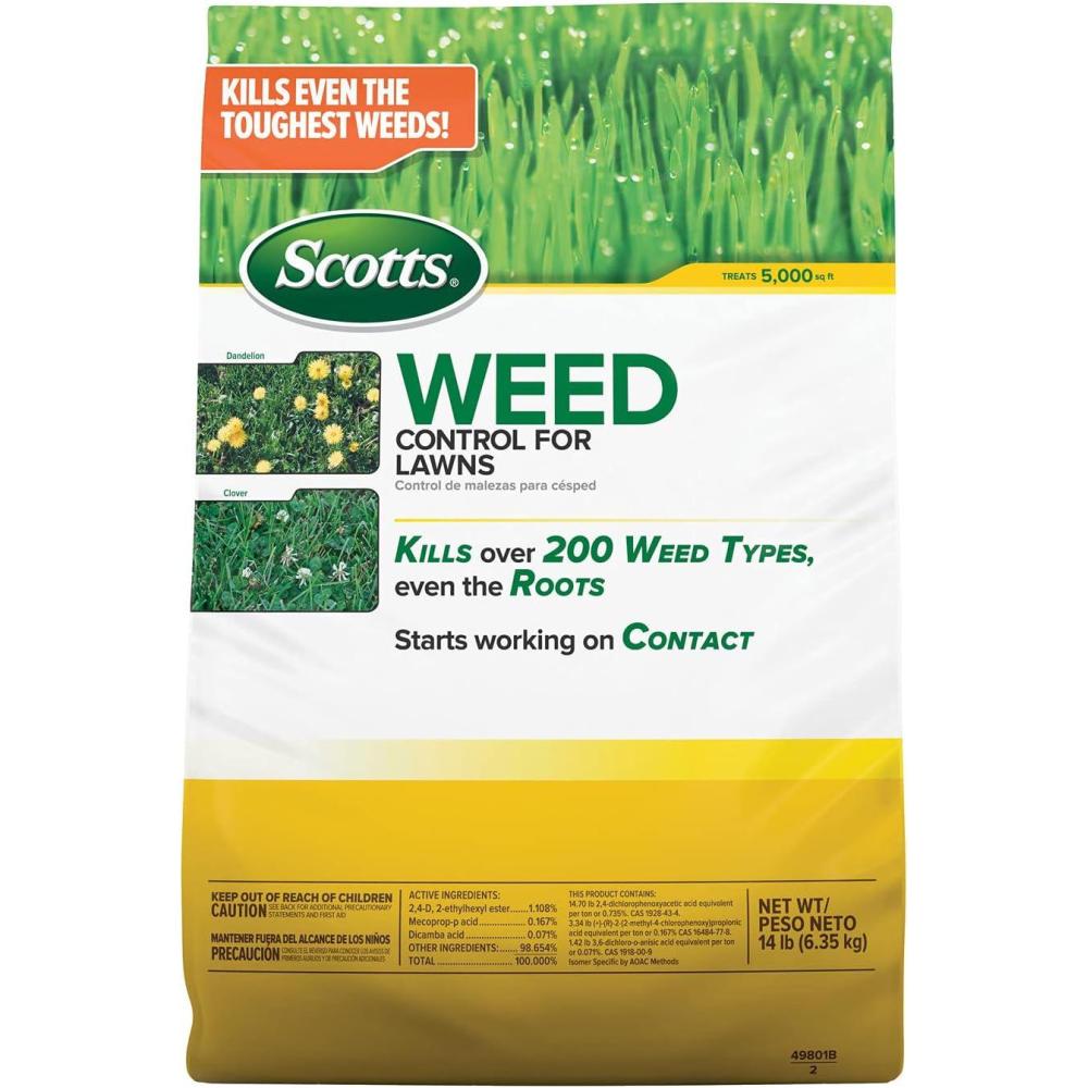 image:imageScotts Weed Control for Lawns Weed Killer Kills Over 200 Weed Types Including Dandelion and Clover 5000 sq ft 14 lbs