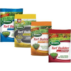 Scotts Turf Builder 4-Bag Lawn Care Bundle for Small Lawns with Halts Crabgrass Preventer, Weed & Feed5, SummerGuard and WinterGuard(4 Step)