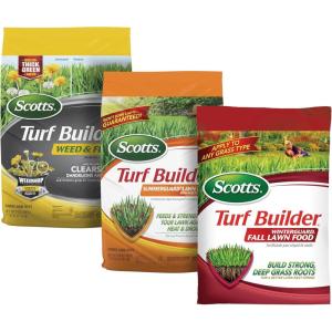 Scotts Turf Builder Weed & Feed5, SummerGuard and WinterGuard, 3 Bag Bundle, Large Lawns(3 Step)