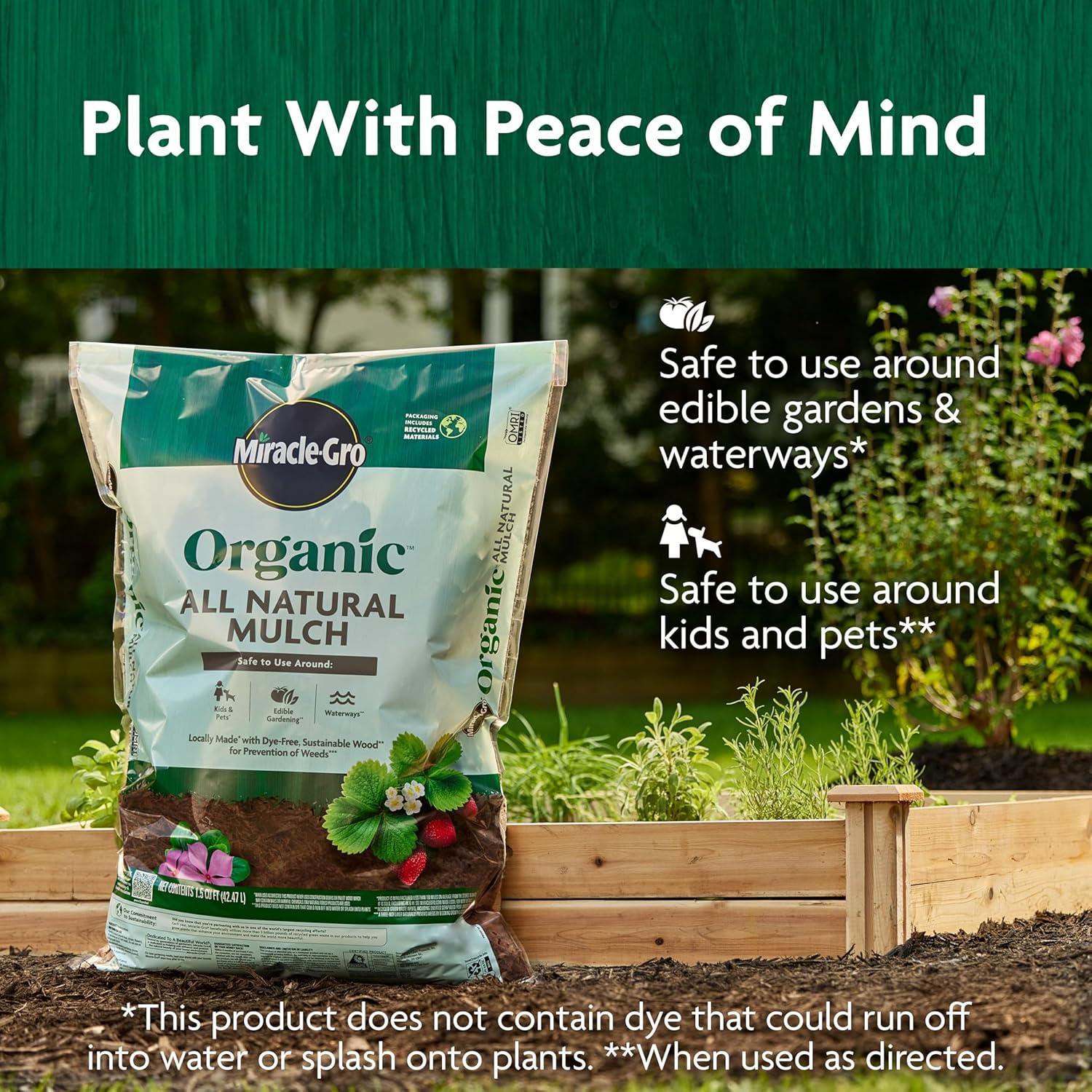 image:imageMiracleGro Organic All Natural Mulch for Landscaping  Bagged and Shredded OMRI Listed 15 cu ft 80Bag Pallet