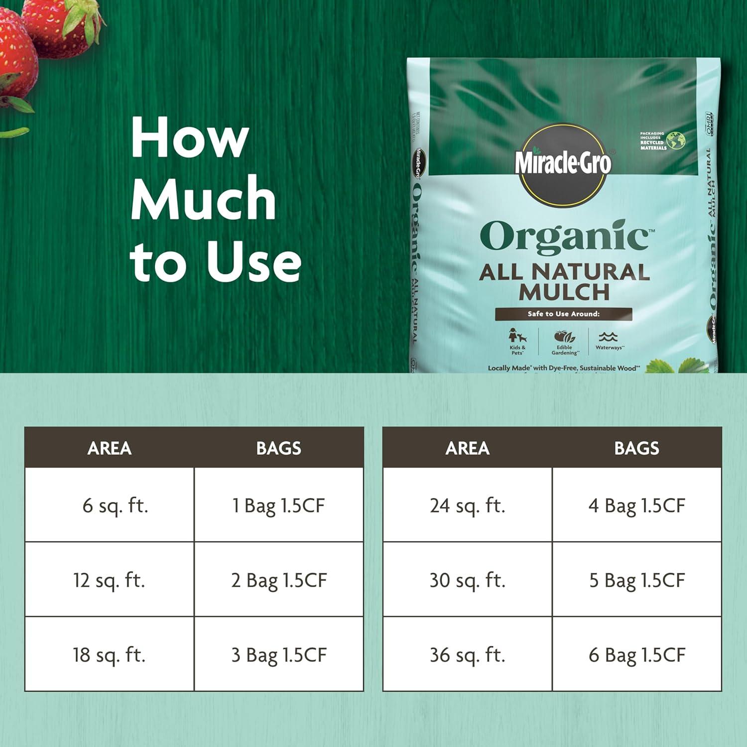 image:imageMiracleGro Organic All Natural Mulch for Landscaping  Bagged and Shredded OMRI Listed 15 cu ft 80Bag Pallet