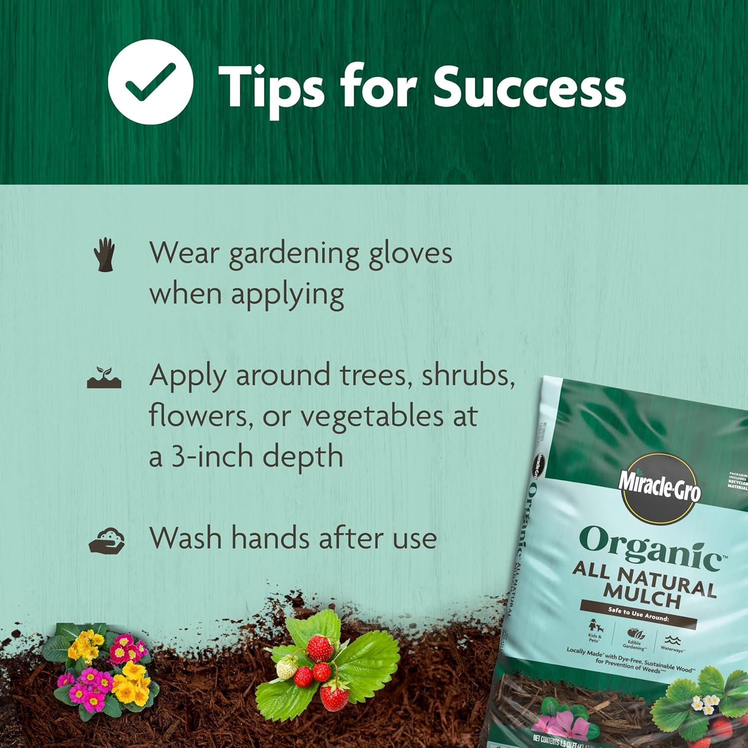 image:imageMiracleGro Organic All Natural Mulch for Landscaping  Bagged and Shredded OMRI Listed 15 cu ft 80Bag Pallet