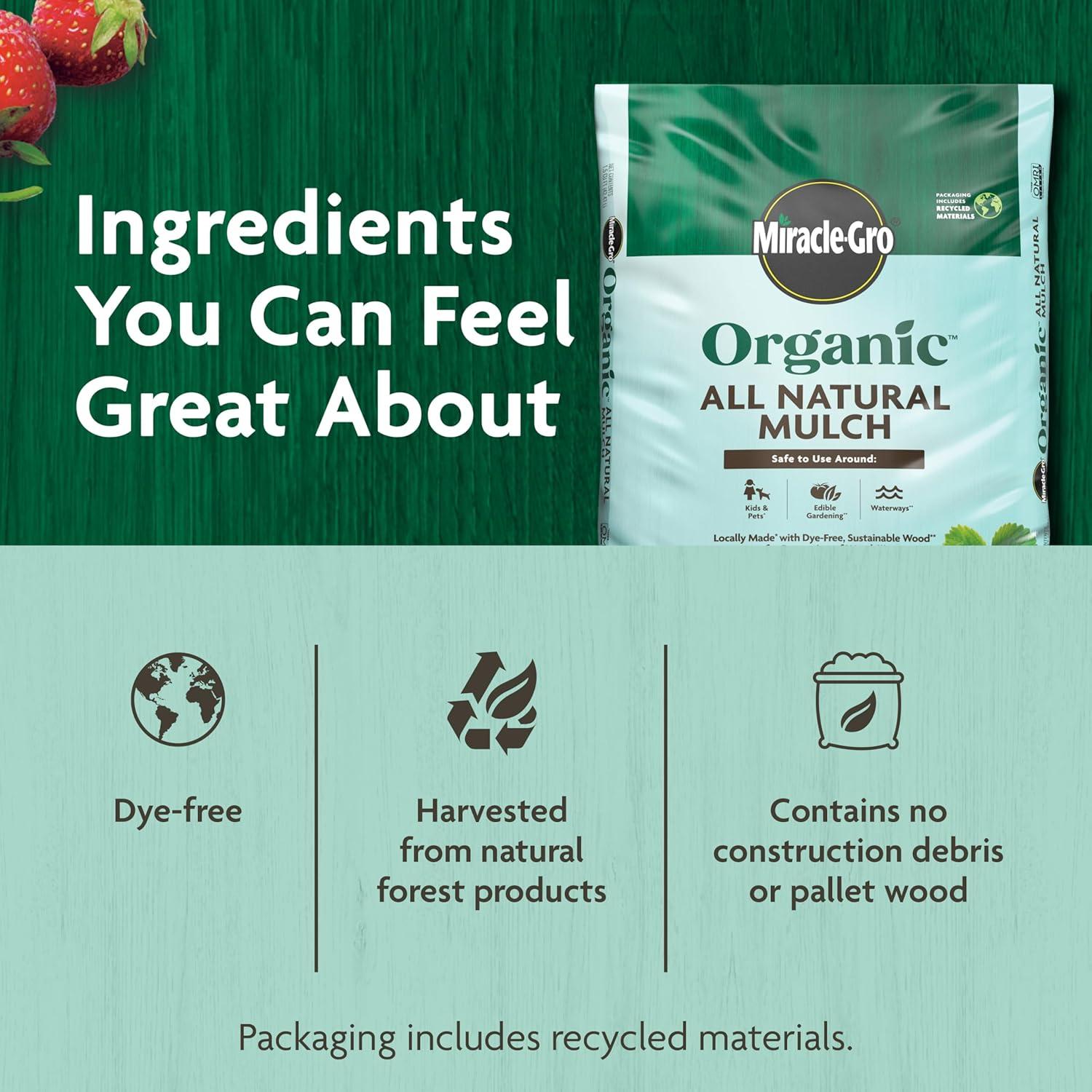 image:imageMiracleGro Organic All Natural Mulch for Landscaping  Bagged and Shredded OMRI Listed 15 cu ft 80Bag Pallet