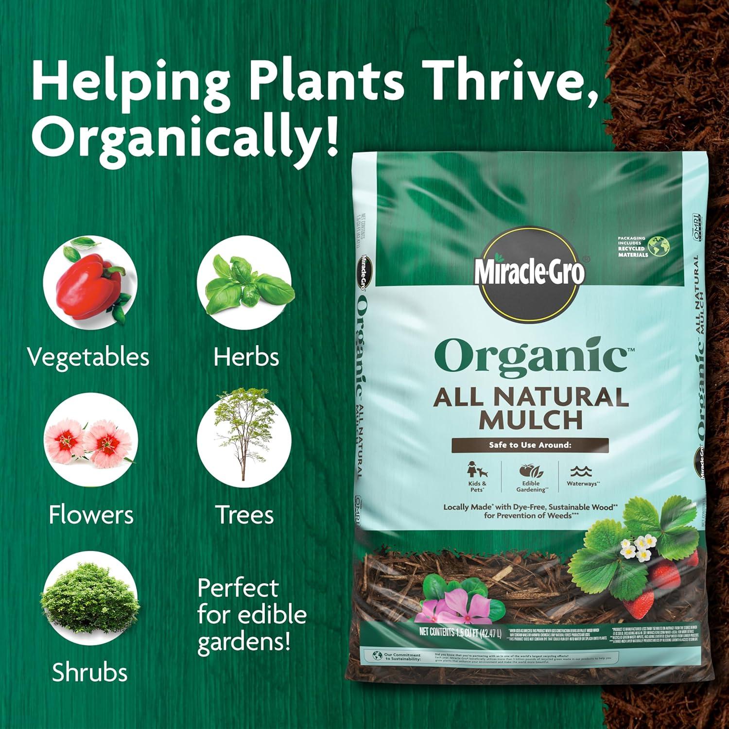 image:imageMiracleGro Organic All Natural Mulch for Landscaping  Bagged and Shredded OMRI Listed 15 cu ft 80Bag Pallet