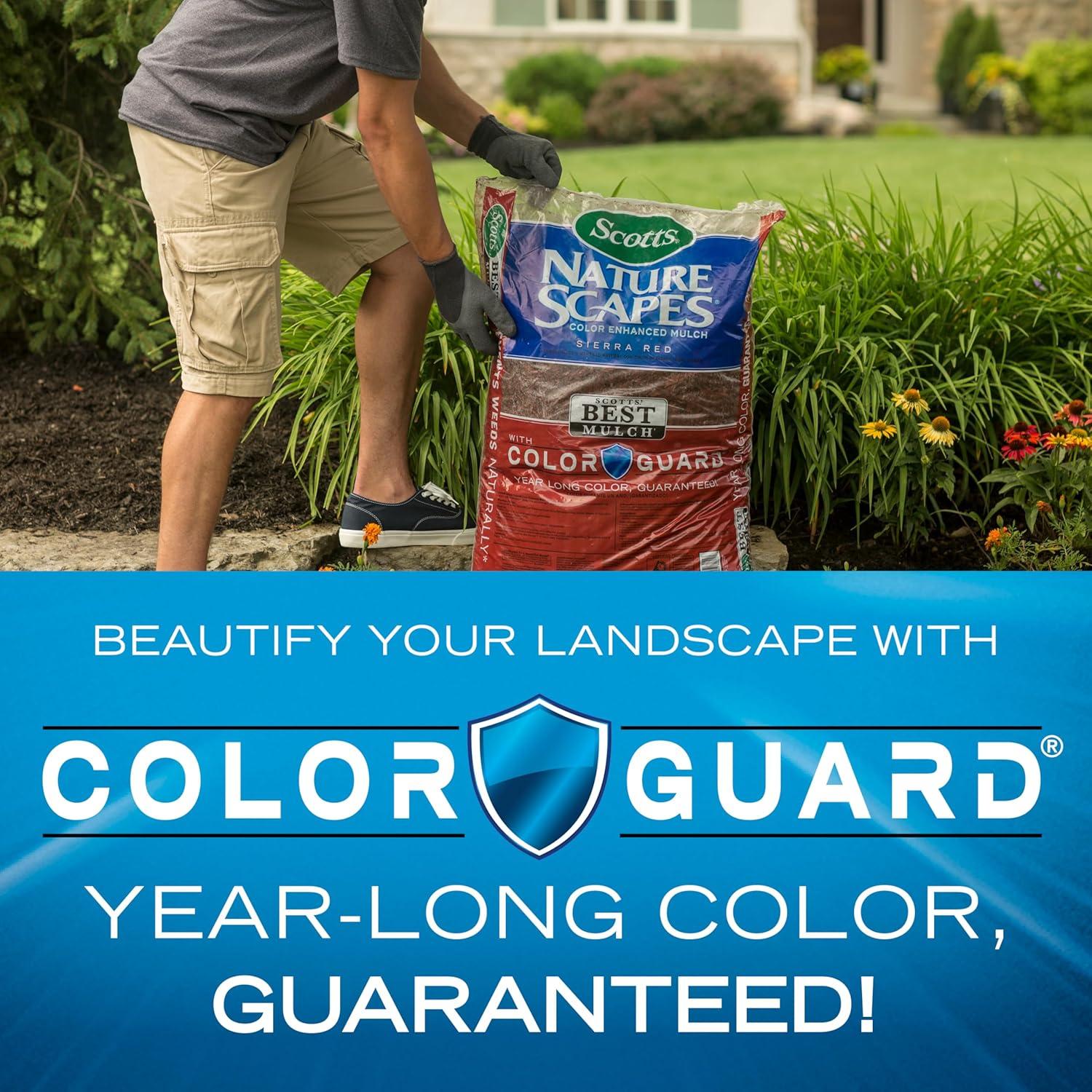 image:imageScotts Nature Scapes Color Enhanced Mulch Deep Forest Brown Wood Shredded and Bagged Brown Landscaping Mulch Bulk Mulch Pallet 15 cu ft Bags Pallet of 80Red