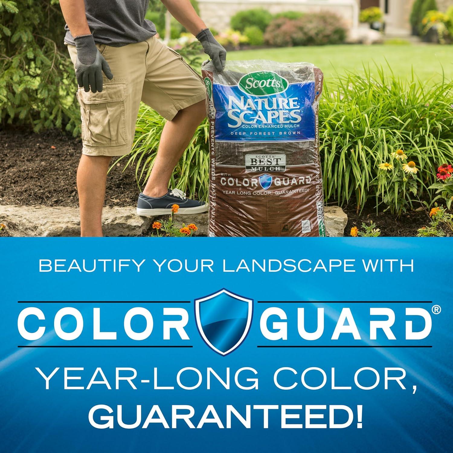 image:imageScotts Nature Scapes Color Enhanced Mulch Deep Forest Brown Wood Shredded and Bagged Brown Landscaping Mulch Bulk Mulch Pallet 15 cu ft Bags Pallet of 80Brown