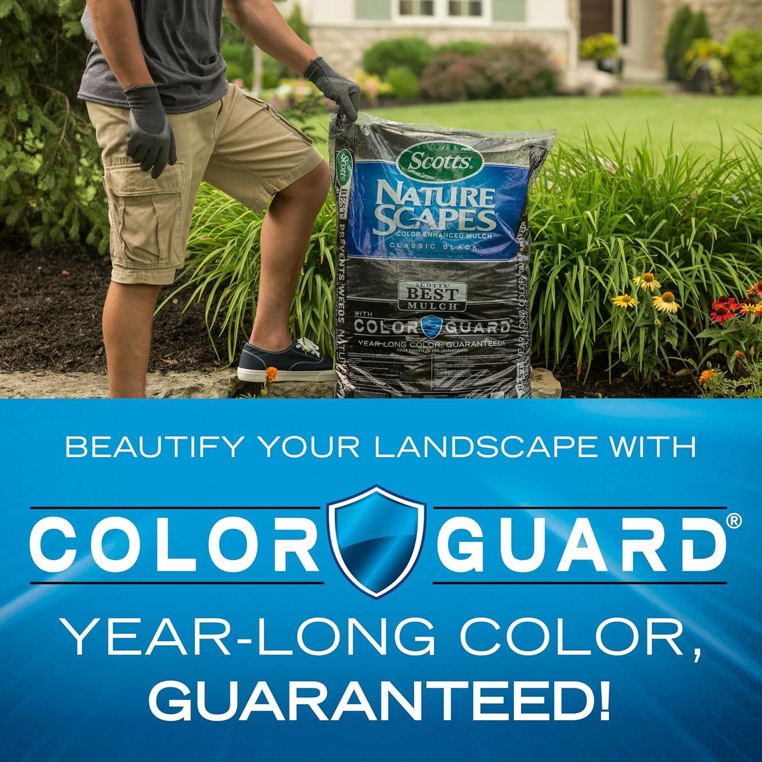 image:imageScotts Nature Scapes Color Enhanced Mulch Deep Forest Brown Wood Shredded and Bagged Brown Landscaping Mulch Bulk Mulch Pallet 15 cu ft Bags Pallet of 80Black