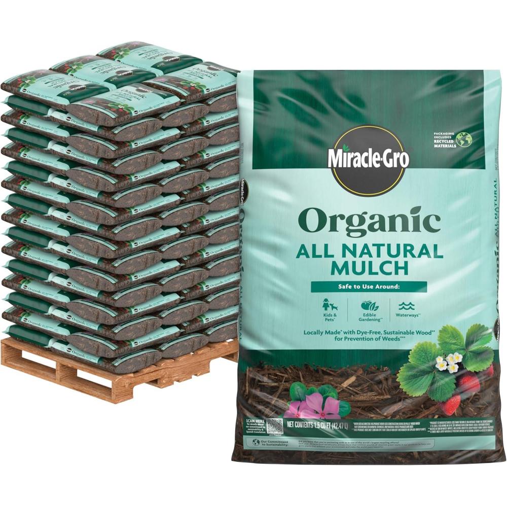 image:imageMiracleGro Organic All Natural Mulch for Landscaping  Bagged and Shredded OMRI Listed 15 cu ft 80Bag Pallet