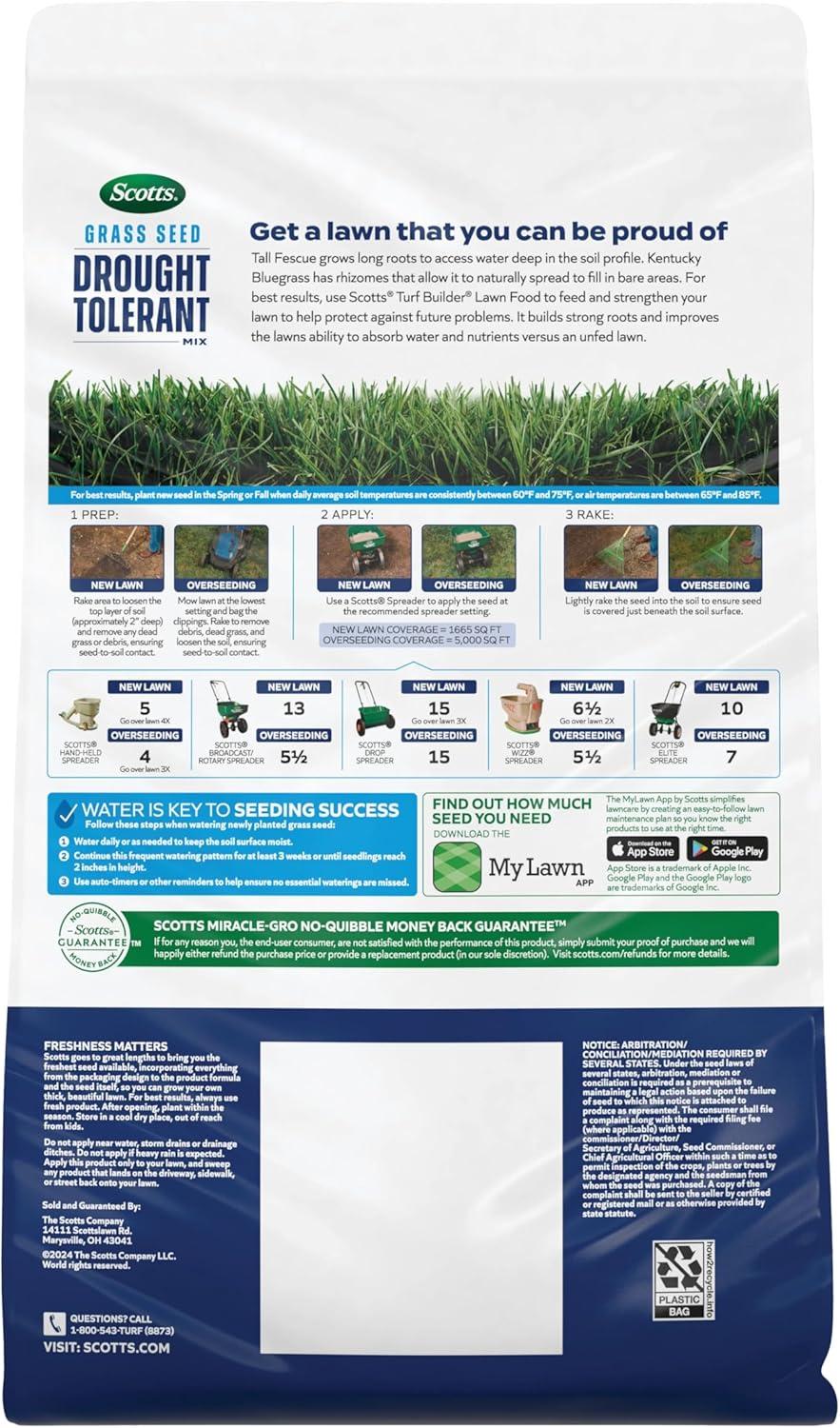 image:imageScotts Grass Seed Drought Tolerant Mix Kentucky Bluegrass and Tall Fescue Grass Seed Mix Covers up to 5000 sq ft 10 lb10 lb