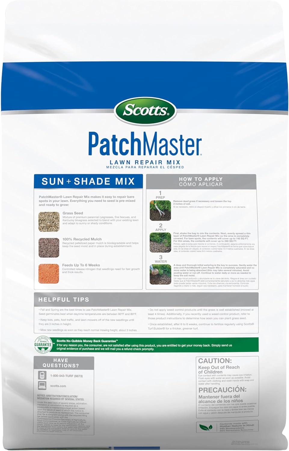 image:imageScotts PatchMaster Lawn Repair Mix Sun Shade Mix Combination Grass Seed Fertilizer and Mulch 475 lbs10 lb