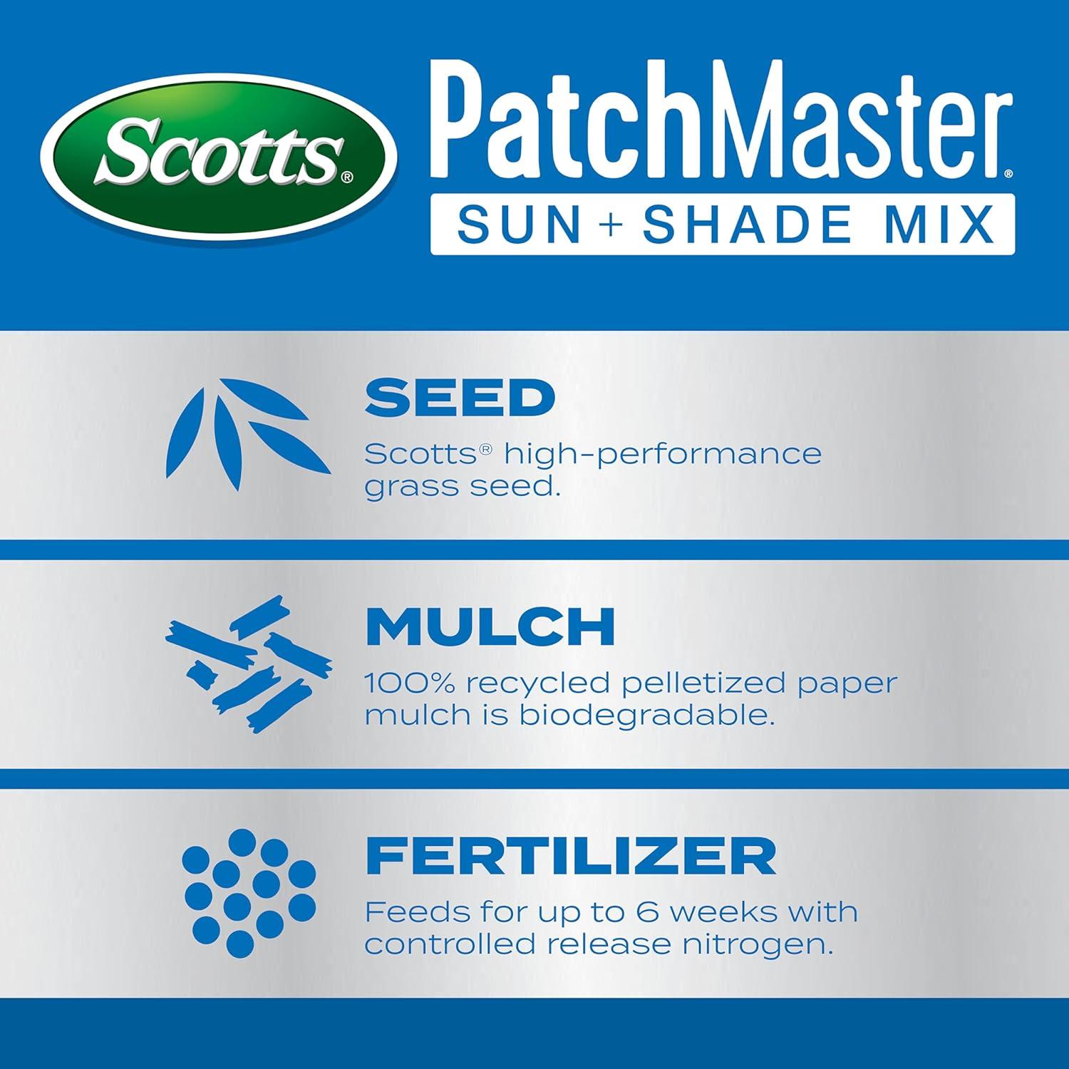 image:imageScotts PatchMaster Lawn Repair Mix Sun Shade Mix Combination Grass Seed Fertilizer and Mulch 475 lbs10 lb