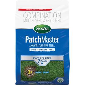 Scotts PatchMaster Lawn Repair Mix Sun + Shade Mix, Combination Grass Seed, Fertilizer, and Mulch, 4.75 lbs.(10 lb)