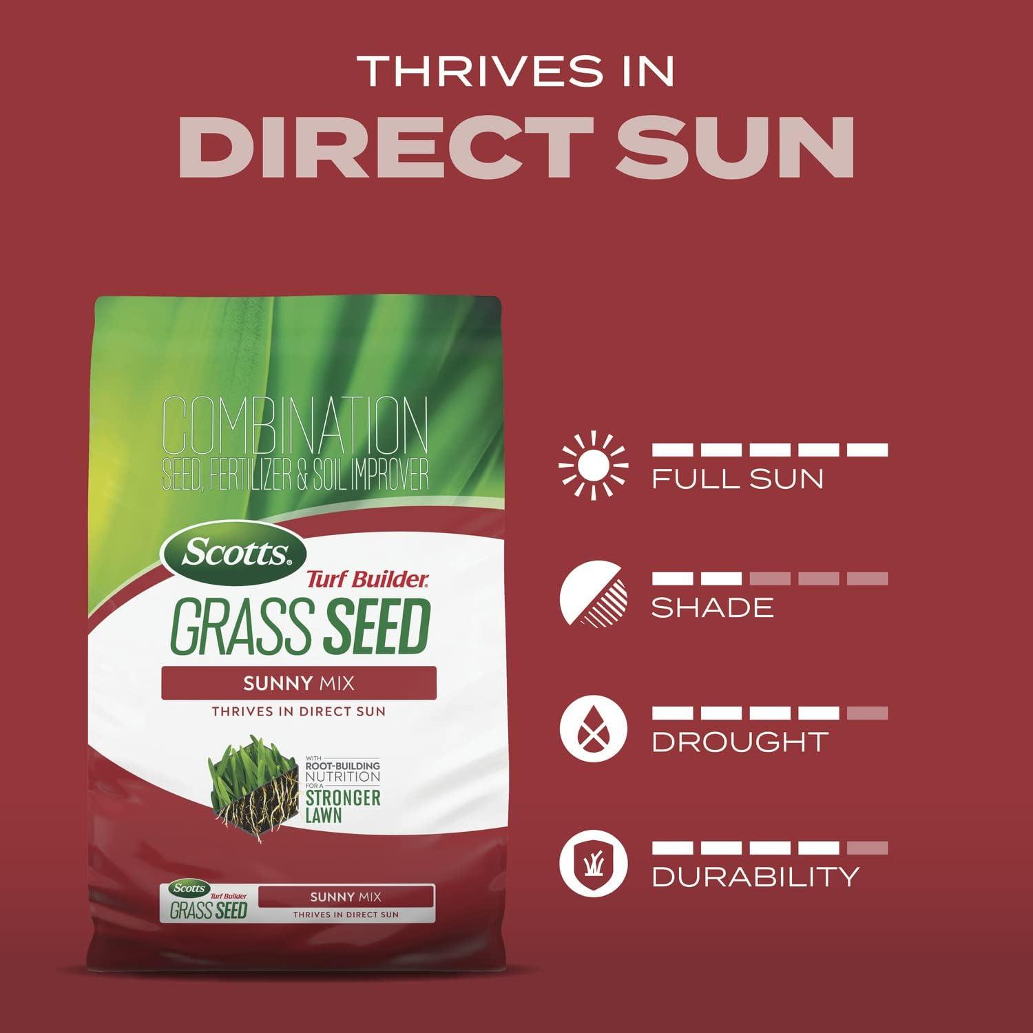 image:imageScotts Turf Builder Grass Seed Sunny Mix with Fertilizer and Soil Improver Thrives in Direct Sun 24 lbs24 lb