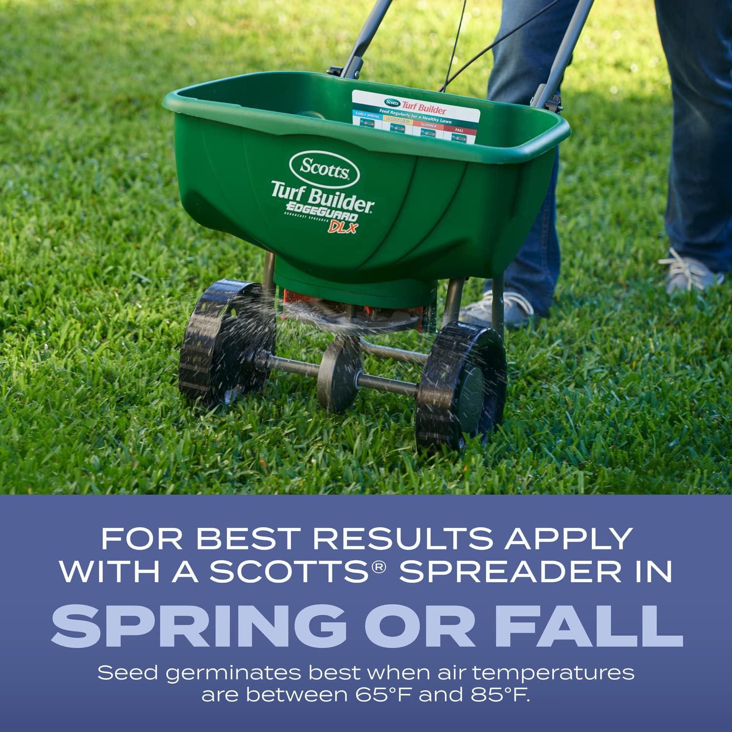 image:imageScotts Turf Builder Grass Seed HeatTolerant Blue Mix for Tall Fescue Lawns Grass Seed Plus Lawn Fertilizer and Soil Improver Covers Up to 1400 sq ft 56 lb24 lb